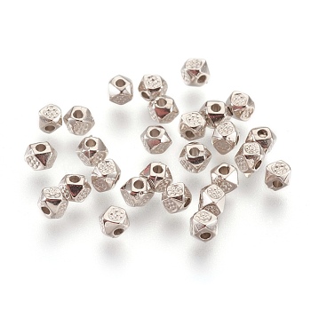 CCB Plastic Beads, Faceted, Polygon, Platinum, 3x3x3mm, Hole: 1.2mm