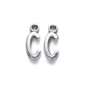 Tibetan Style Alloy Pendants, Cadmium Free & Lead Free, Letter C, C: 16.5x6.5x2mm, Hole: 2mm, about 1690pcs/1000g