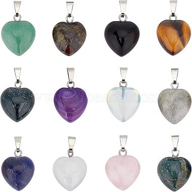 Platinum Heart Mixed Stone Pendants