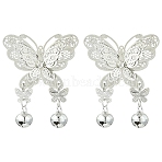 2Pcs Brass Pendants, Butterfly Shape Charms, Platinum, 55mm(HJEW-YW00466-01)