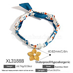 304 Stainless Steel Pendant Printed Scarf Necklaces, Golden, Flower, 26.38 inch(67cm), pendant: 40.82mm(FS-WGD2FA8-27)