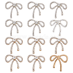 12Pcs 2 Colors Alloy Rhinestone Cabochons, Bowknot, Platinum & Light Gold, 23.5x24x4mm, 6pcs/color(FIND-FG0004-58)