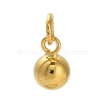 925 Sterling Silver Hollow Round Charms, with Jump Rings, Golden, 8x5mm, Hole: 2.5mm(STER-P071-19G)