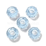 Transparent Resin European Beads, Large Hole Beads, Faceted, Rondelle, Light Blue, 13.5x8mm, Hole: 5.5mm(X1-RESI-B020-05D)