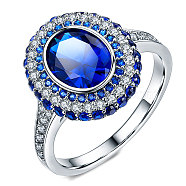 Stunning Emerald and Diamond Gemstone Ring for Women - Exquisite Jewelry Piece, Blue, 5mm(ST1204034)