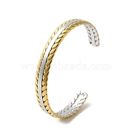 304 Stainless Steel Cuff Bangles, Golden & Stainless Steel Color, Inner Diameter: 2-3/8 inch(5.9cm)(BJEW-Q773-01A)