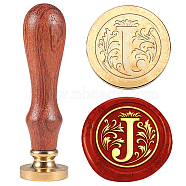 Wax Seal Stamp Set, Sealing Wax Stamp Solid Brass Heads with Wood Handles, for Envelopes Invitations, Gift Card, Letter J, 83x22mm, Stamps: 25x14.5mm(AJEW-WH0208-1452)