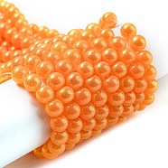 Spray Painted Glass Round Bead Strands, Coral, 6mm, Hole: 1.3~1.6mm, about 133pcs/strand, 31.4 inch(DGLA-Q015-6mm-36)