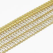 Brass Rectangle Cubic Zirconia Chains, Cubic Zirconia Cup Chain, Lead Free & Nickel Free, Raw(Unplated), 5.5x2.5x2.5mm, about 316pcs/m(CHC-N014-07-A-FF)