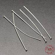 Sterling Silver Flat Head Pins, Silver, 38~40x1.5x0.5mm, Head: 1.5mm(X-STER-M030-C-01S)
