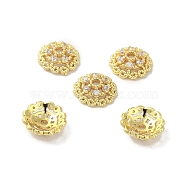 Rack Plating Brass Beads Caps, with Clear Cubic Zirconia, Long-Lasting Plated, Lead Free & Cadmium Free, Flower, Real 18K Gold Plated, 8x8x3mm, Hole: 1.2mm(KK-B088-03B-G)