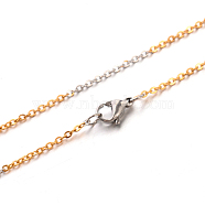304 Stainless Steel Cable Chains Necklaces, Golden and Stainless Steel Color, 19.7 inch(50cm)(NJEW-O038-10)