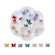 K9 Glass Charms, with Light Gold Plated Brass Findings, Butterfly, Faceted, Mixed Color, 10x12x4mm, Hole: 1.4mm(GLAA-N038-38)