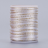 Polyester Cord, with Gold Metallic Cord, Chinese Knotting Cord, White, 1.5mm, about 4.37 yards(4m)/roll(OCOR-G006-01-1.5mm-02)