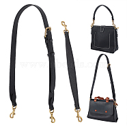 WADORN 2Pcs 2 Style Cowhide Leather Bag Handles, with Alloy Swivel Eye Bolt Snap Hooks, for Bag Replacement Accessories, Black, 39~107.5x2.6~4.8cm(FIND-WR0010-19B)