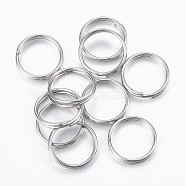 304 Stainless Steel Split Rings, Double Loops Jump Rings, Stainless Steel Color, 14x2mm, Inner Diameter: 12mm(X-STAS-H413-07P-D)