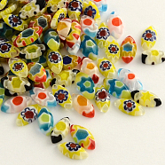 Handmade Millefiori Glass Cabochons, Horse Eye, Mixed Color, 10x5x2~3mm(X-LK-R006-09)