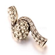 Alloy Magnetic Clasps with Glue-in Ends, Antique Bronze, 50x22~23x10~11.5mm, Hole: 5mm(PALLOY-T006-01AB)