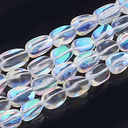 Synthetic Moonstone Beads Strands, Holographic Beads, Tumbled Stone, Dyed, Nuggets, Clear AB, 13~18x10~11x10~11mm, Hole: 1.2mm, about 23pcs/strand, 15.3 inch(G-S285-03A)