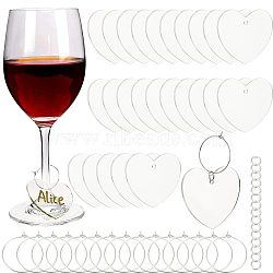 DIY Heart Wine Glass Charms Making Kits, including Transparent Acrylic Disc Charms, Brass Wine Glass Charm Rings, Platinum(DIY-SC0021-51)
