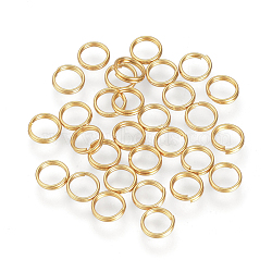 304 Stainless Steel Split Rings, Double Loops Jump Rings, Golden, 5x1.4mm, about 3.6mm inner diameter(STAS-Q186-01-5mm-G)