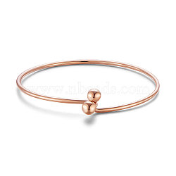 SHEGRACE Brass Bangles, Round, Rose Gold, 2-3/8 inch(6.22cm)(JB511A)