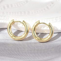 Rack Plating Brass Hinged Hoop Earrings for Women, Cadmium Free & Nickel Free & Lead Free, Real 18K Gold Plated, 15x16x3mm, Pin: 1mm(EJEW-E270-24G)