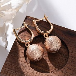 Brass Shimmer Hoop Earrings, Rack Plating, Long-Lasting Plated, Lead Free & Cadmium Free, Ball, Golden, 33x12mm(EJEW-K300-29G)