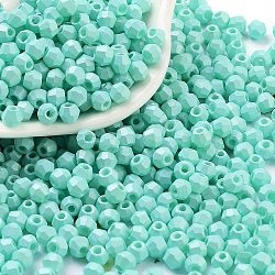 Baking Paint Glass Seed Beads, Bicone, Cyan, 4.5x3.5mm, Hole: 1.4mm, about 5625pcs/pound(SEED-A032-02C)