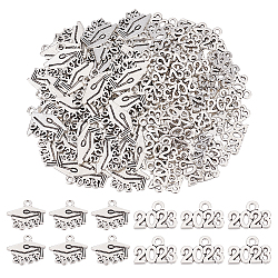 120Pcs 2 Style Tibetan Style Alloy Charms, Doctoral Cap with Birth Year 2023, Antique Silver, 10x14mm and 10x14mm, 60pcs/style(FIND-CA0006-06)