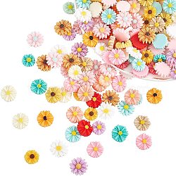 Resin Cabochons, Flower, Mixed Color, 150pcs/box(CRES-AR0001-01)