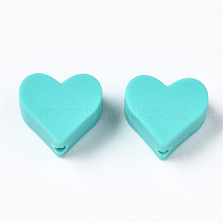 Food Grade Eco-Friendly Silicone Beads, Chewing Beads For Teethers, DIY Nursing Necklaces Making, Heart, Turquoise, 13x14x8mm, Hole: 2mm(SIL-N002-11A-01)