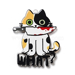 Halloween Theme Opaque Acrylic Pendants, Cat/Dog/Skeleton, Colorful, 37.5x29.5x2.5mm, Hole: 1.5mm(SACR-Z005-03E)