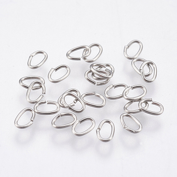 304 Stainless Steel Open Jump Rings, Oval, Stainless Steel Color, 24 Gauge, 3.5x2.5x0.5mm, Inner diameter: 1.5x2.5mm