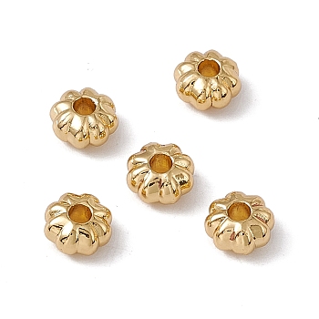 Rack Plating Brass Beads, Long-Lasting Plated, Cadmium Free & Nickel Free & Lead Free, Pumpkin Shape, Real 18K Gold Plated, 5.5x3mm, Hole: 1.8mm