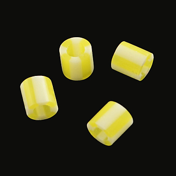 PE DIY Melty Beads Fuse Beads Refills, Column, Yellow, 5x5mm, Hole: 3mm, about 8000pcs/500g