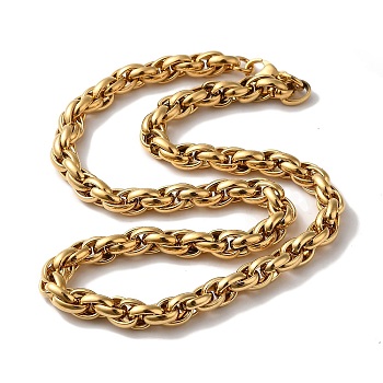 PVD Vacuum Plating 201 Stainless Steel Rope chain Necklaces, Real 18K Gold Plated, 19.49~19.76 inch(49.5~50.2cm)