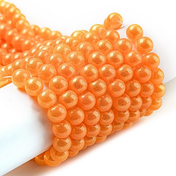 Spray Painted Glass Round Bead Strands, Coral, 6mm, Hole: 1.3~1.6mm, about 133pcs/strand, 31.4 inch