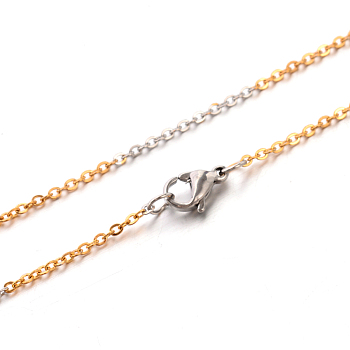 304 Stainless Steel Cable Chains Necklaces, Golden and Stainless Steel Color, 19.7 inch(50cm)