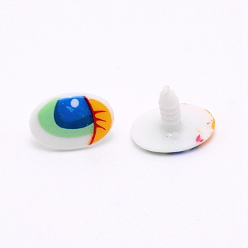 Plastic Doll Craft Eye, for DIY Sewing Craft Dolls Stuffed Toys, Oval, Colorful, 19x14x16mm, Pin: 4.5mm