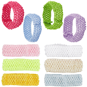 30Pcs 10 Colors Polyester Crochet Elastic Headbands, Hair Accessories for Kids Girls, Mixed Color, 310x42x1mm, 3pcs/color