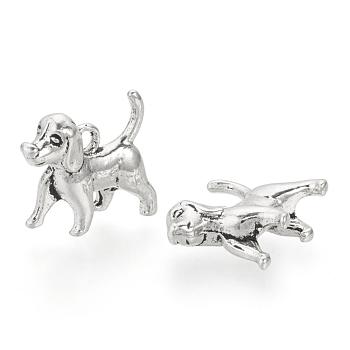 Tibetan Style Alloy Puppy Pendants, Beagle Dog Charms, Cadmium Free & Lead Free, Antique Silver, 14x16x5mm, Hole: 2mm, about 490pcs/1000g