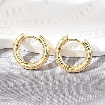 Rack Plating Brass Hinged Hoop Earrings for Women, Cadmium Free & Nickel Free & Lead Free, Real 18K Gold Plated, 15x16x3mm, Pin: 1mm