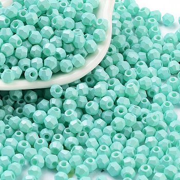 Baking Paint Glass Seed Beads, Bicone, Cyan, 4.5x3.5mm, Hole: 1.4mm, about 5625pcs/pound