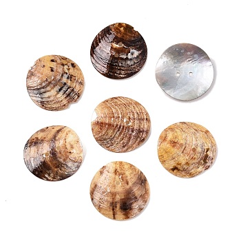 2-Hole Mother of Pearl Buttons, Akoya Shell Button, Flat Round, Bisque, 30x0.8mm, Hole: 1.8mm