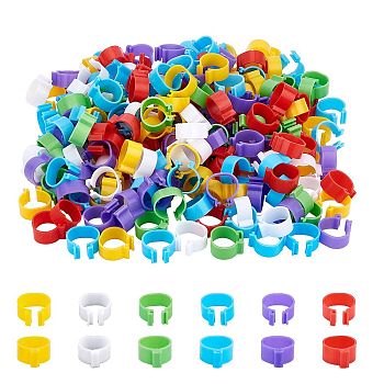 Plastic Poultry Leg Bands, Bird Chicks Ducks Chicken Clip-on Rings, Mixed Color, 21x21x10mm, 6 colors, 50pcs/color, 300pcs/set