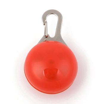 Plastic & Iron LED Collar Light, Carabiner Clip Dog Light, Pet Supplies, Half Round, Built-in Battery, Red, 53mm, Pendant: 32.5x22mm, Hole: 15.5x6mm