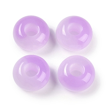 Resin European Beads, Large Hole Beads, Imitation Cat Eye, Rondelle, Medium Orchid, 13.5x7.5mm, Hole: 5mm