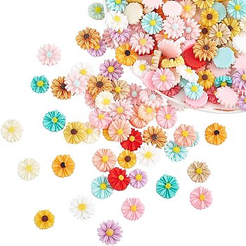 Resin Cabochons, Flower, Mixed Color, 150pcs/box