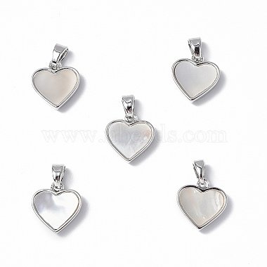 Platinum Seashell Color Heart Freshwater Shell Charms